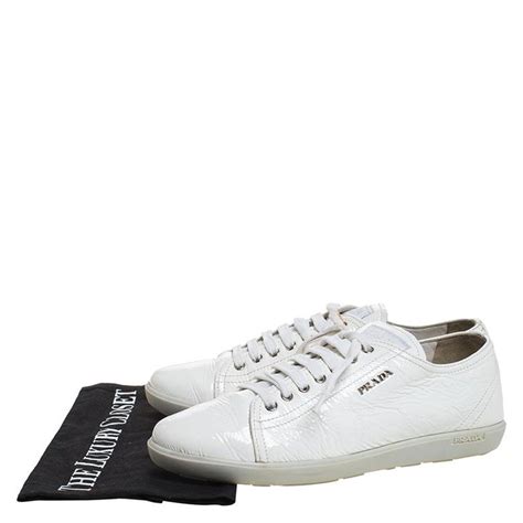 prada white patent leather sneakers|Mehr.